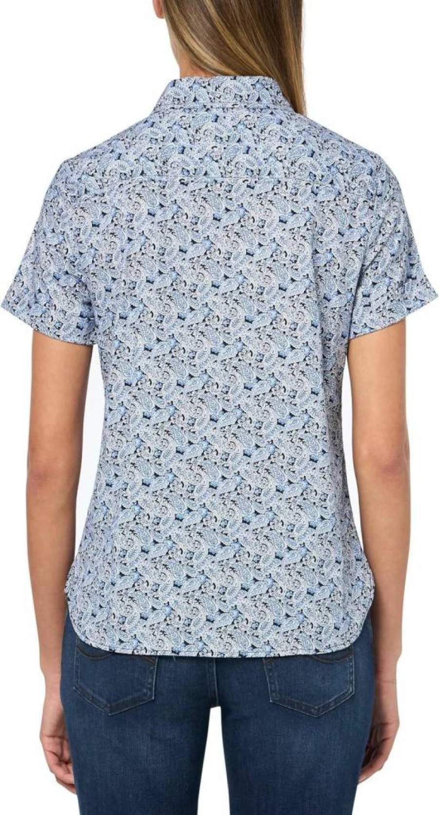 Nautica Women's Short Sleeve Button-Down Camp Shirt Casual Comfort Fit Top
