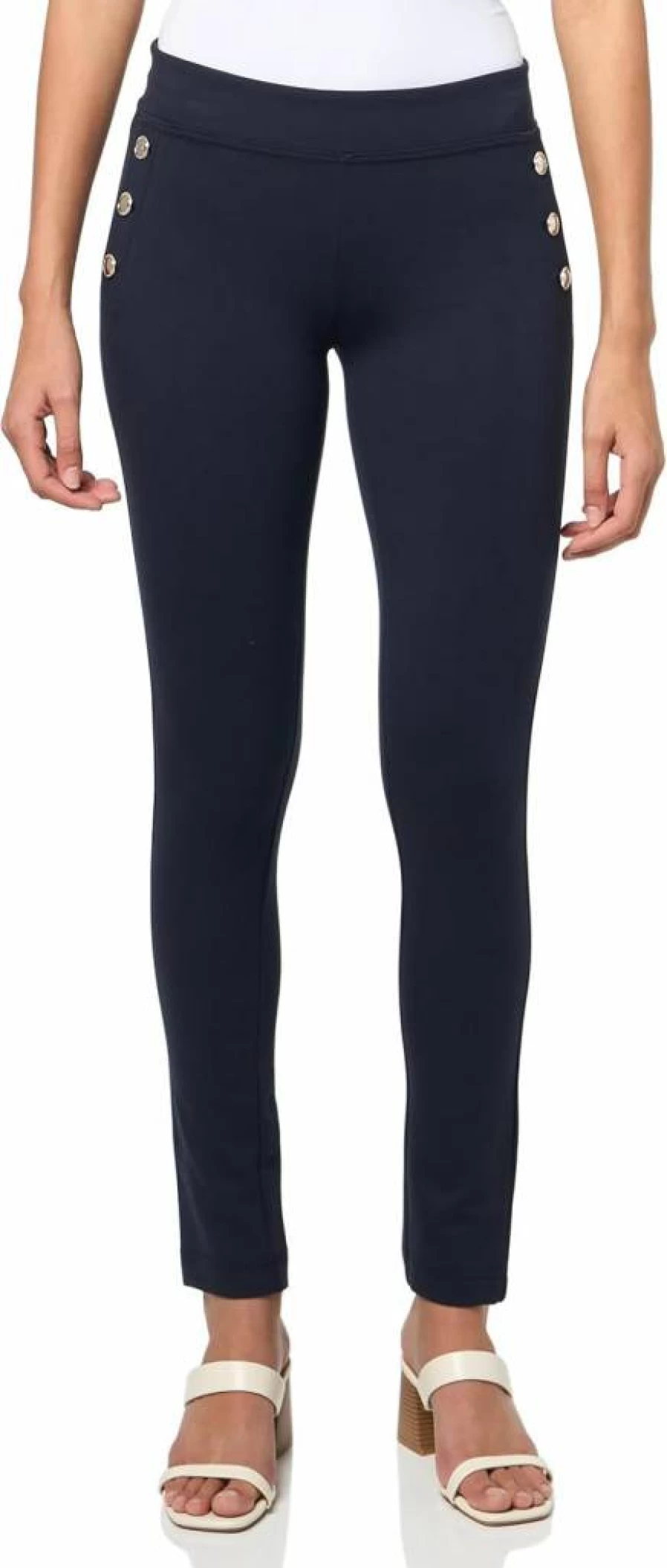 Nautica Women's Essential Solid Color Basic Leggings - Comfortable Stretch Pants for Everyday Wear