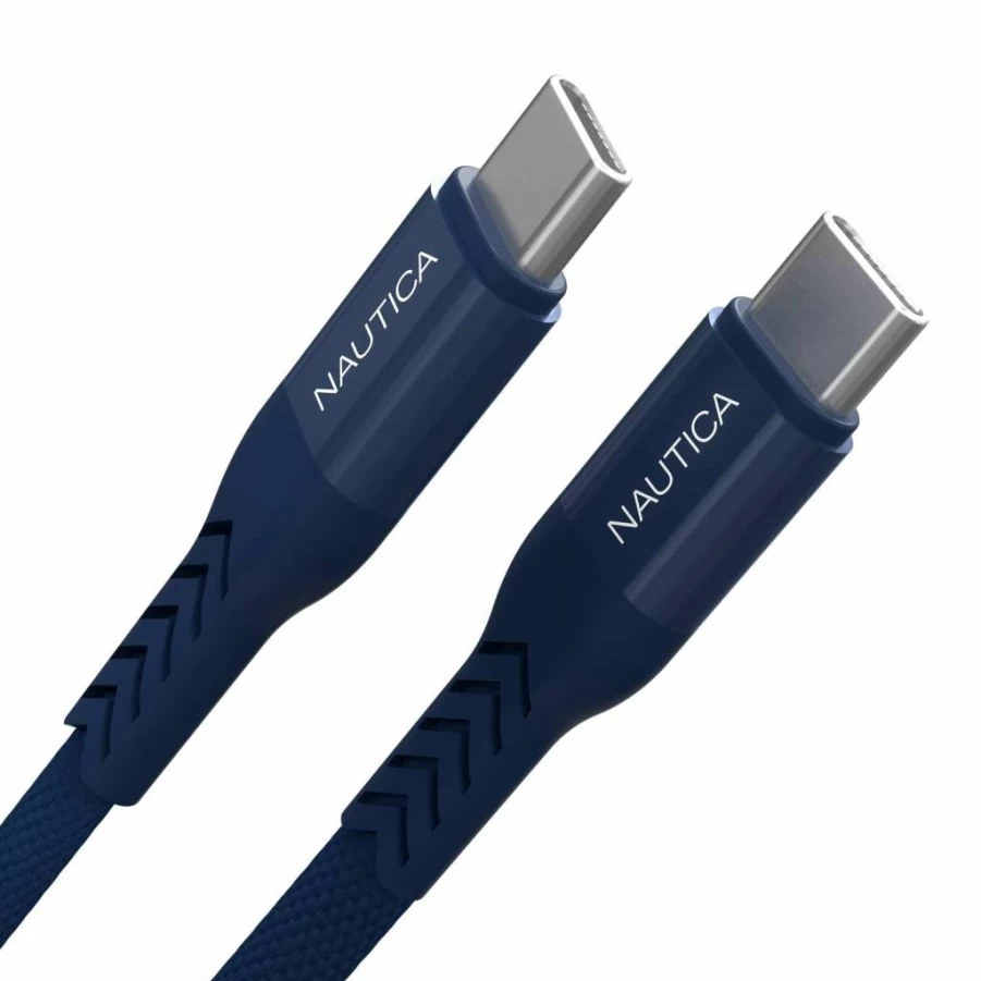 Nautica USB-C to USB-C Fast Charging Cable 7ft with 65W PD & 480Mbps Data Transfer, Compatible with Google Pixel, Samsung Galaxy, iPhone 15, iPad Pro, and More (Navy Blue)