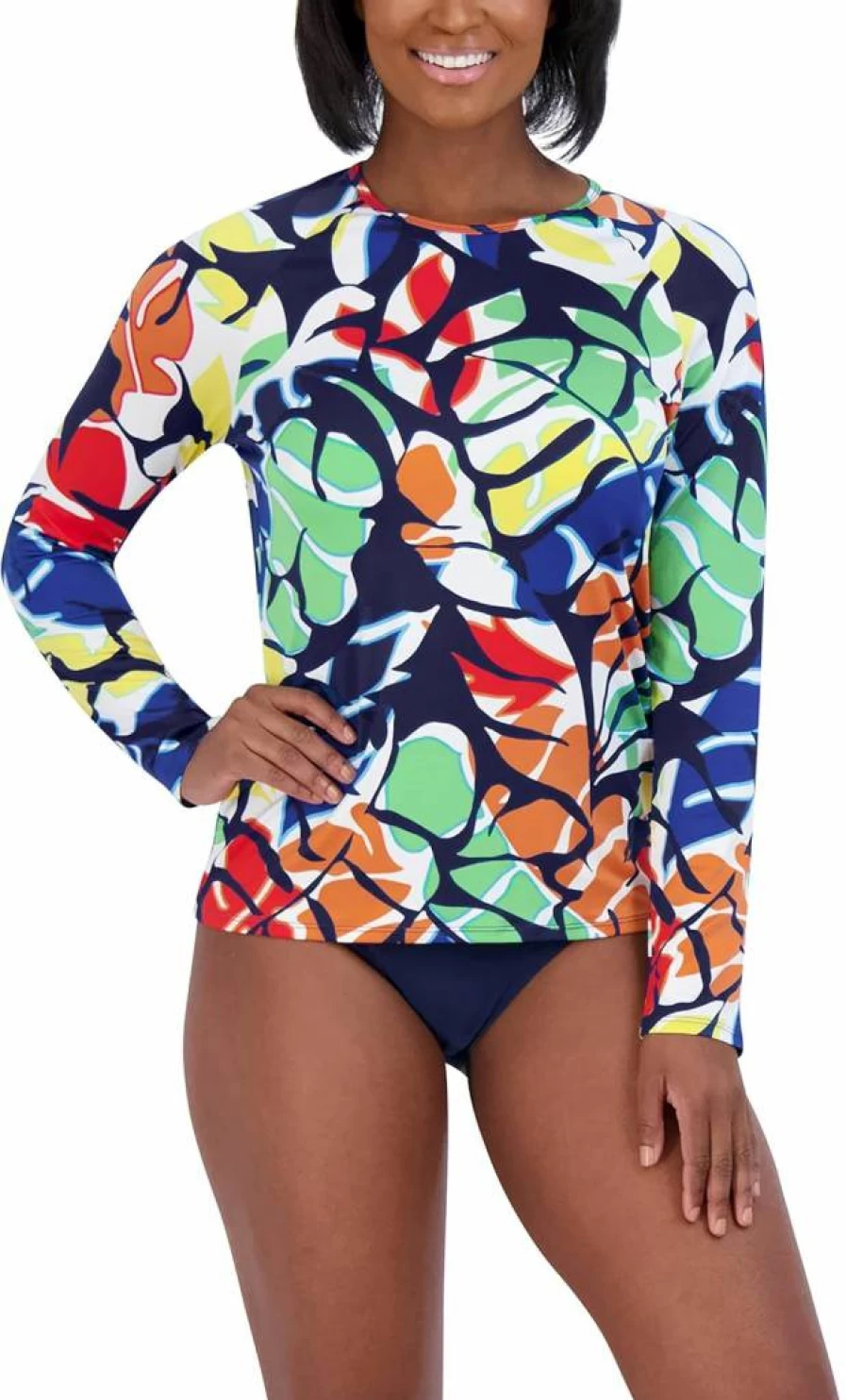 Nautica Women's Quick-Dry Rashguard with UPF Protection - Swim Shirt for Pool, Beach, Hiking, Yoga & Volleyball