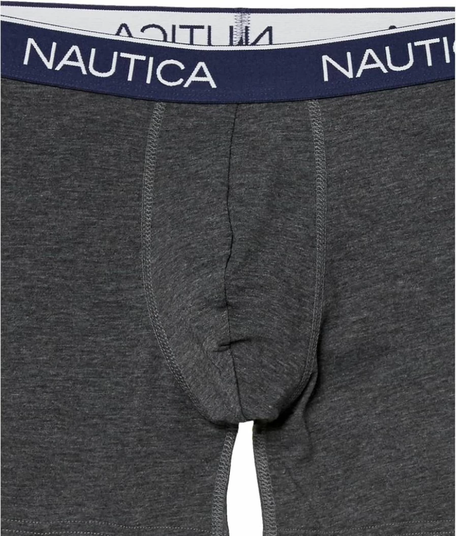 Nautica Men's 4-Pack Stretch Boxer Briefs - Soft Heather Underwear for Comfort & Support