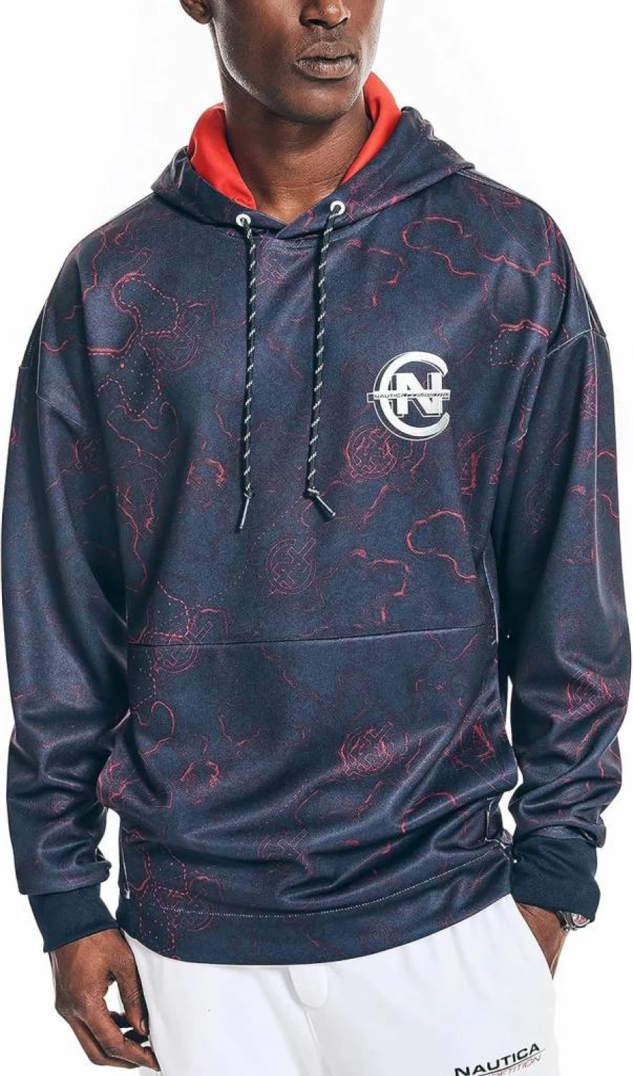 Nautica Men's Sustainable Competition Hoodie - Eco-Friendly Printed Pullover for Men