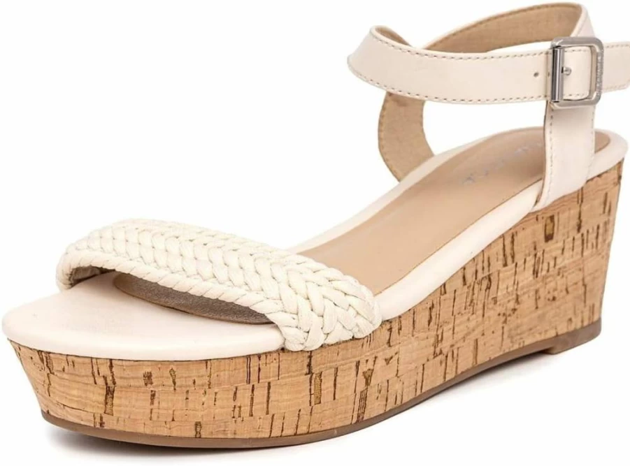Nautica Women's Lightweight Platform Wedge Sandals with Ankle Strap - Comfortable Cushioned Casual Beach Shoes