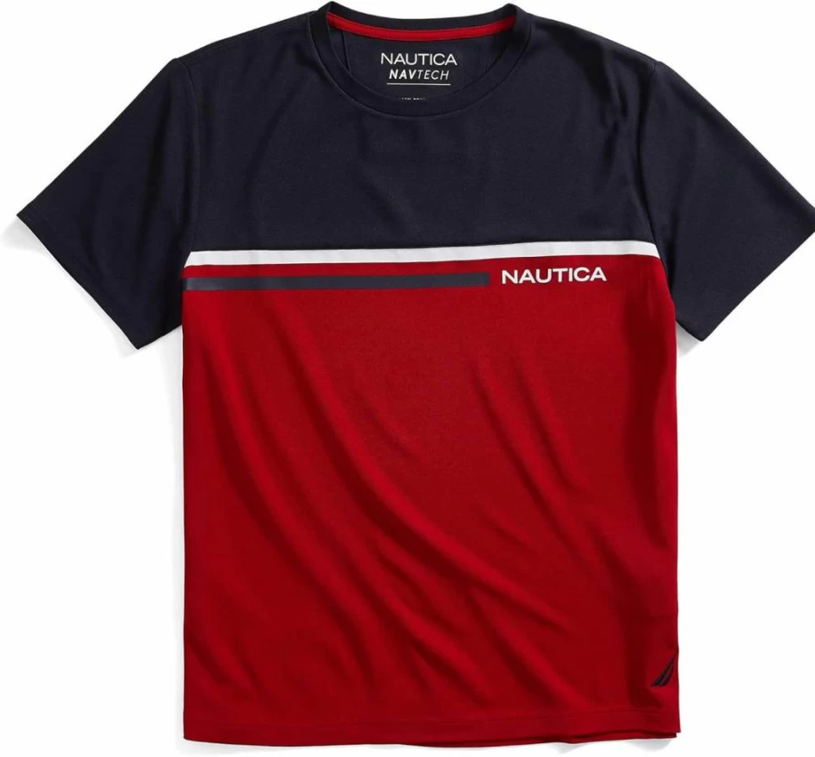 Nautica Men's Colorblock NavTech Performance T-Shirt - Breathable Quick-Dry Active Tee