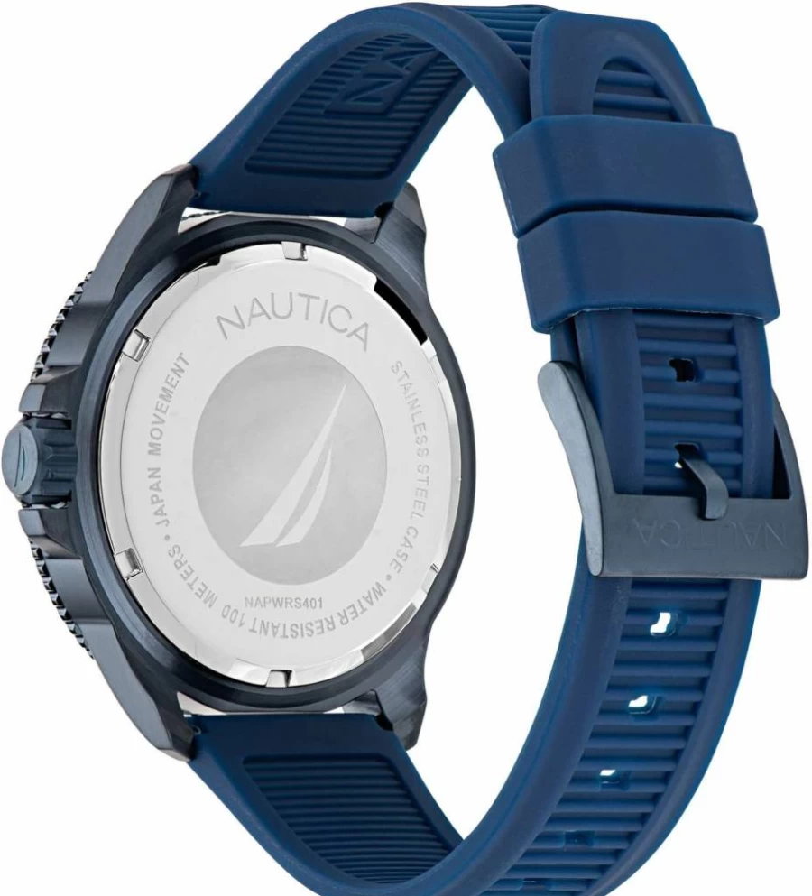 Nautica Men's Blue Wheat PU Leather Strap Watch - Model NAPWRS401 - Waterproof Casual Wristwatch for Men