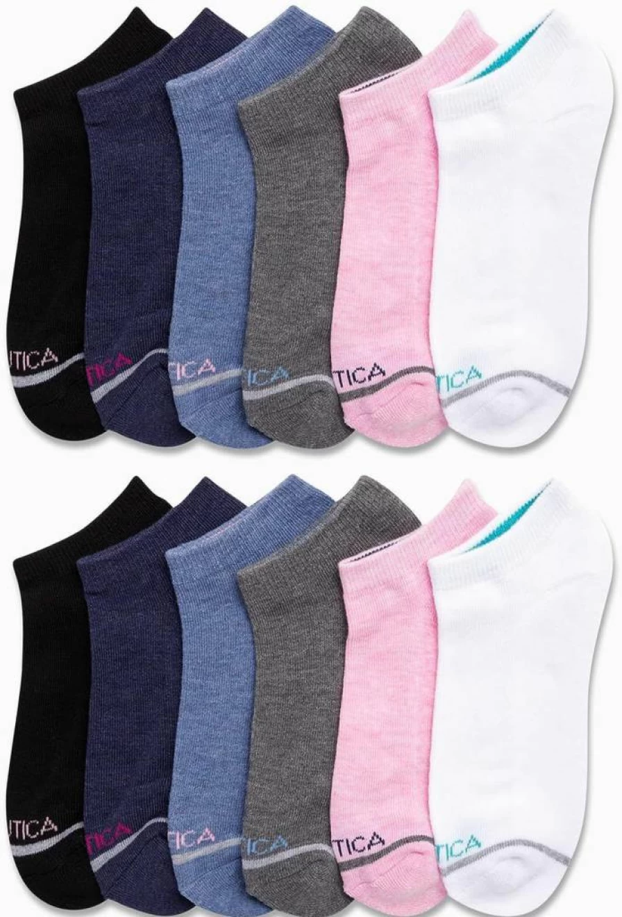 Nautica Women's Low Cut Athletic Socks 12 Pack - Cushioned Ankle Socks for Running, Sports & Casual Wear