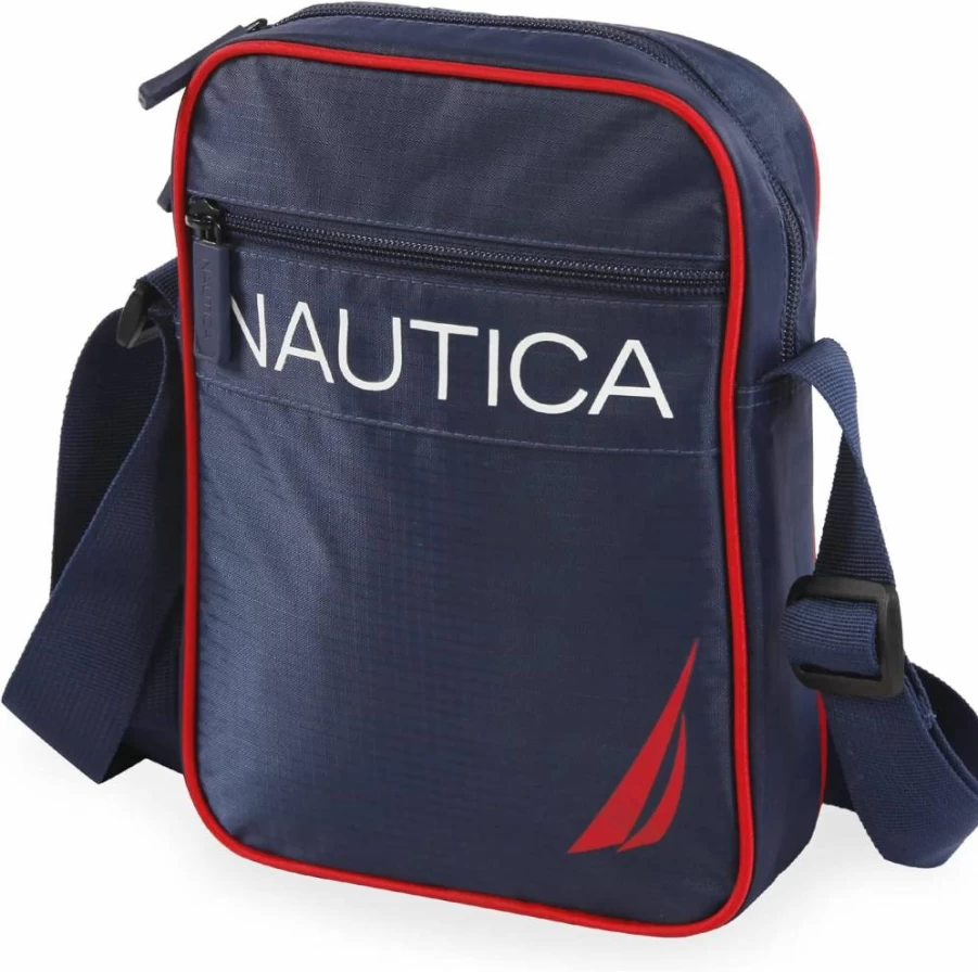 Nautica Canvas Shoulder Bag for Men - Durable Casual Crossbody Messenger Bag with Adjustable Strap