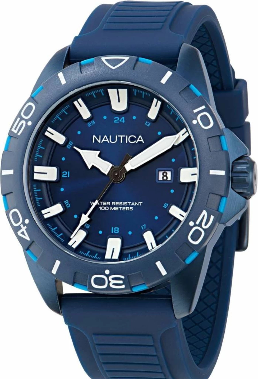 Nautica NSR Men's Silicone Strap Watch - Waterproof Casual Sport Wristwatch