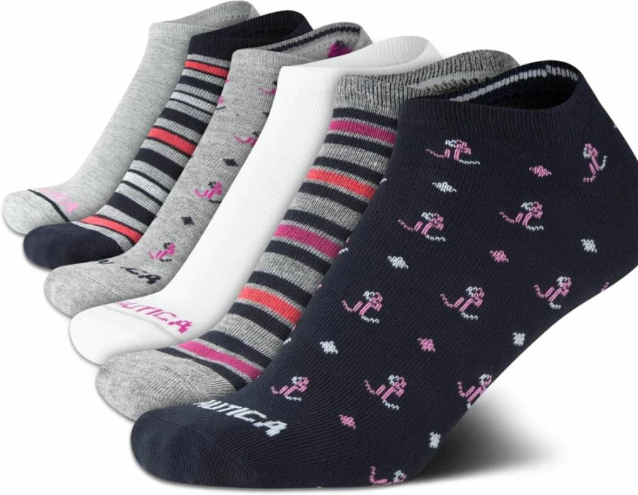 Nautica Women's Lightweight Athletic Low Cut Socks 6-Pack - Breathable Comfort for Active Lifestyles