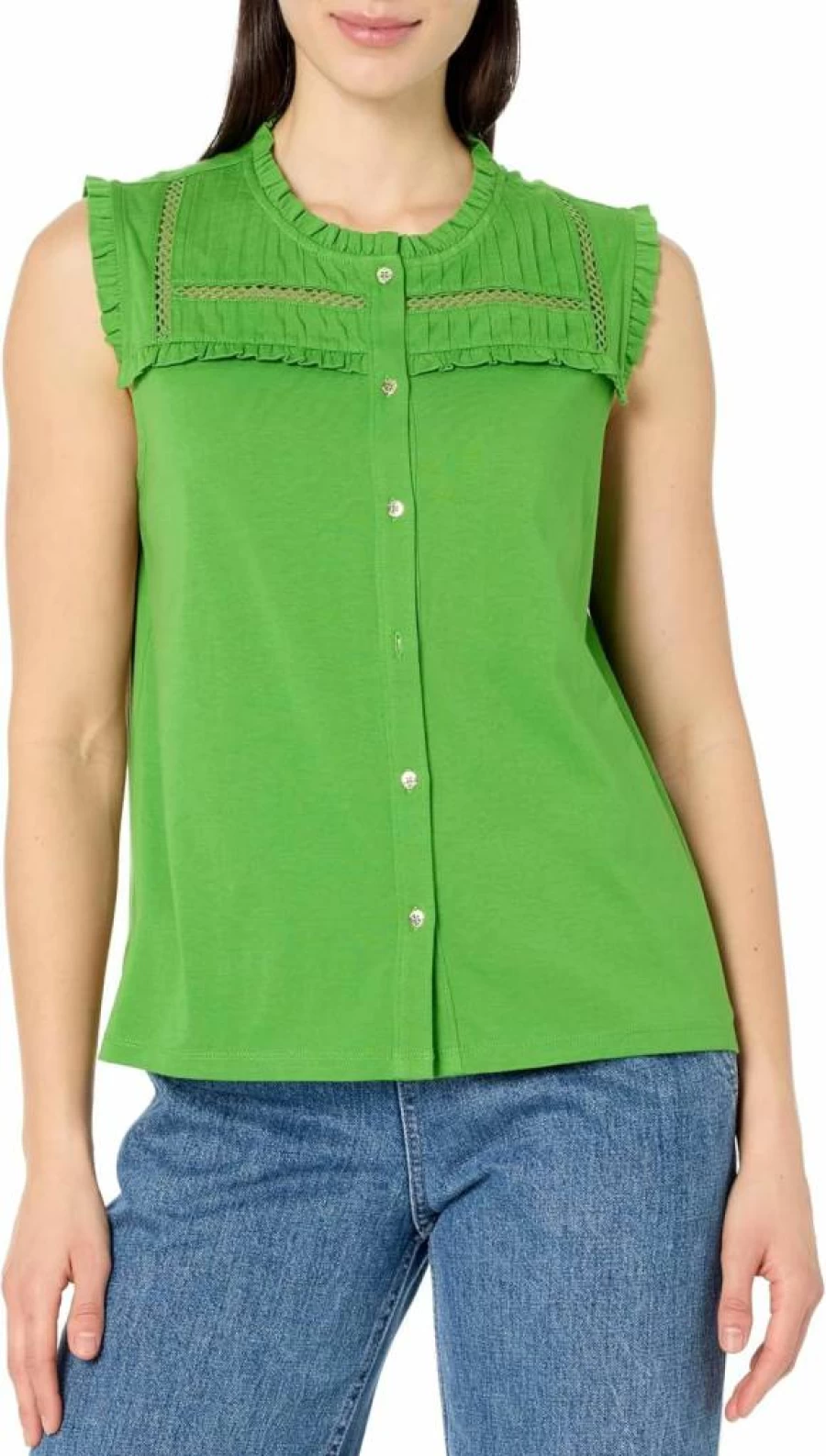 Nautica Women's Sleeveless Button-Down Knit Top - Casual Summer Shirt