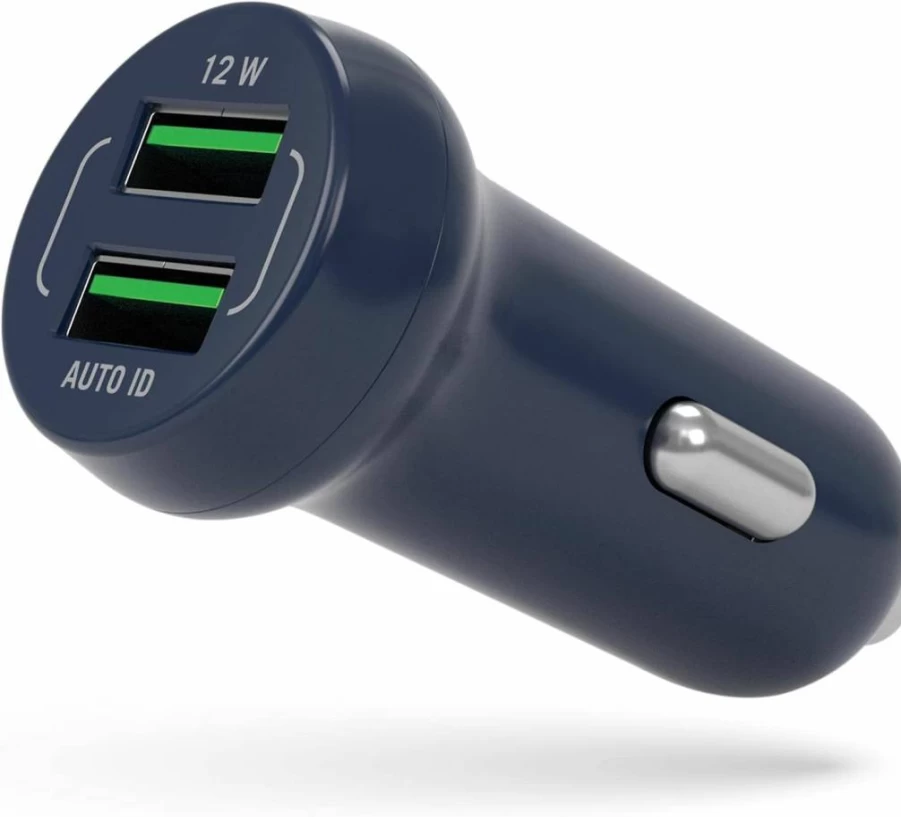 NAUTICA 12W Dual USB-A Car Charger Fast Charging Compatible with iPhone Android Tablets Power Banks Navy Portable Vehicle Charger