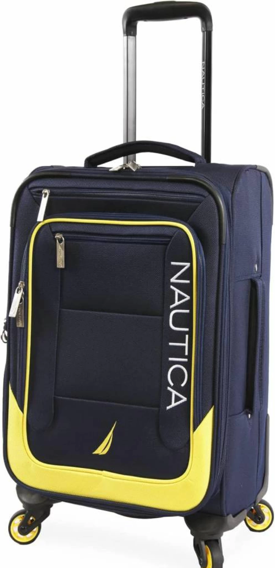 Nautica Pathfinder 2-Piece Softside Luggage Set in Grey and Orange – Lightweight Travel Suitcase with Spinner Wheels