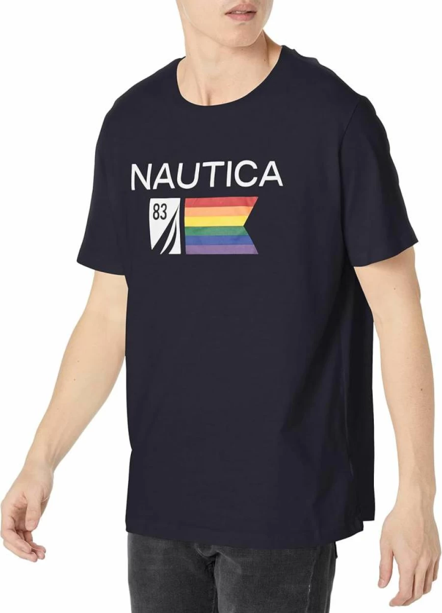 Nautica Men's Pride Logo Graphic Short Sleeve T-Shirt for Sleep and Lounge