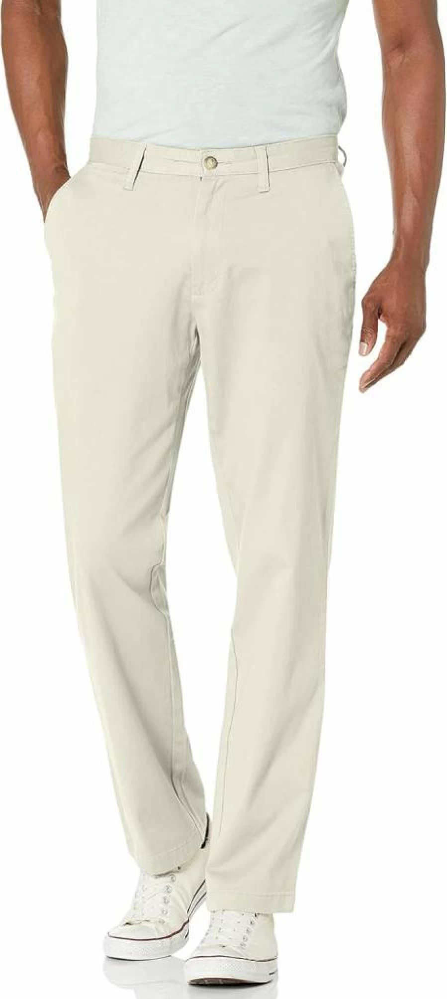 Nautica Men's Classic Fit Stretch Chino Pants - Solid Color Flat Front Deck Pant for Men