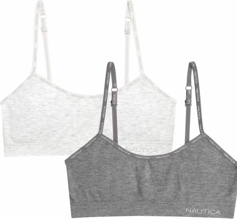 Nautica Girls Seamless Padded Training Bra - 2 Pack or 4 Pack Bralette with Removable Pads for Teens (Sizes S-XL)