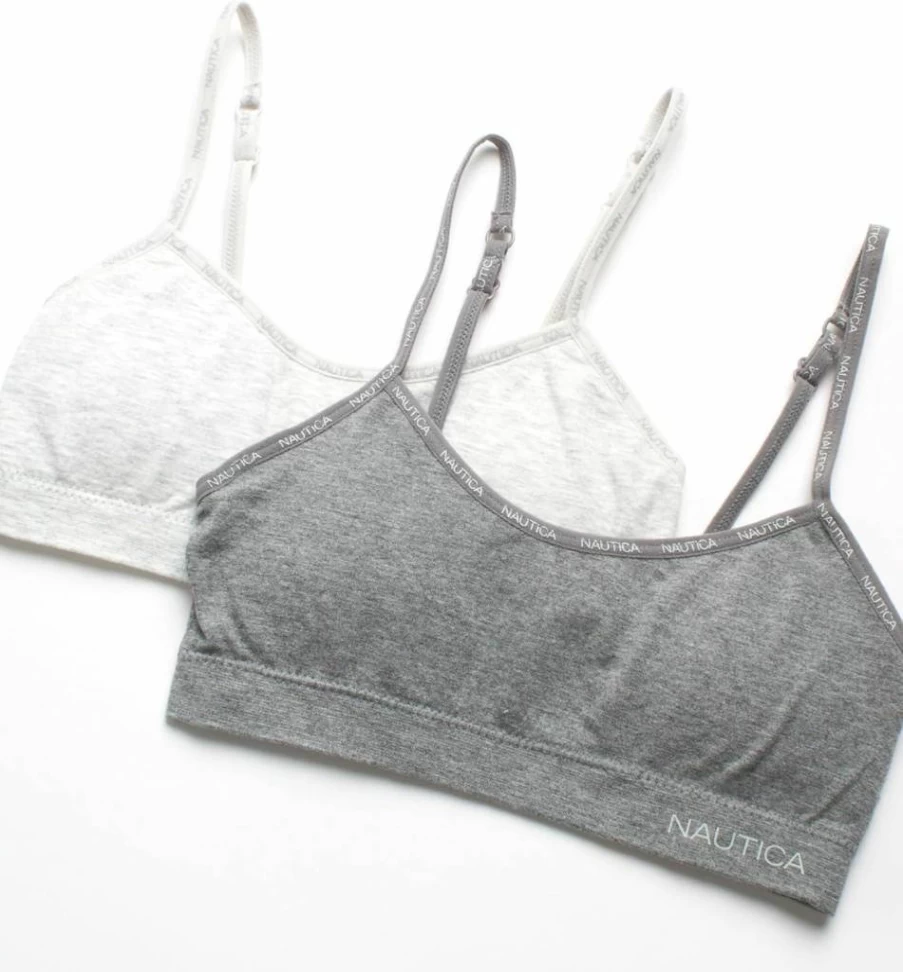 Nautica Girls Seamless Padded Training Bra - 2 Pack or 4 Pack Bralette with Removable Pads for Teens (Sizes S-XL)