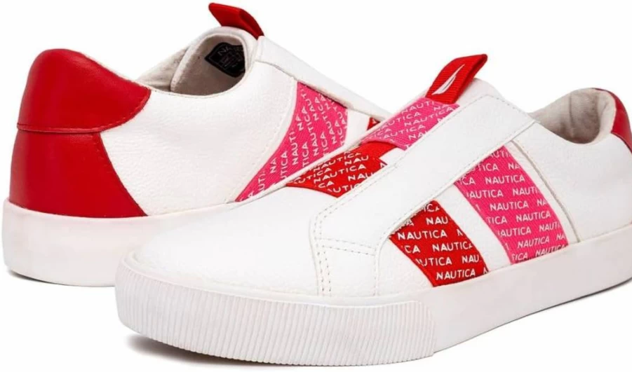 Nautica Women's Comfortable Slip-On Sneakers - Low-Top Casual Walking Shoes - Fashion Tennis Style No-Lace Shoes