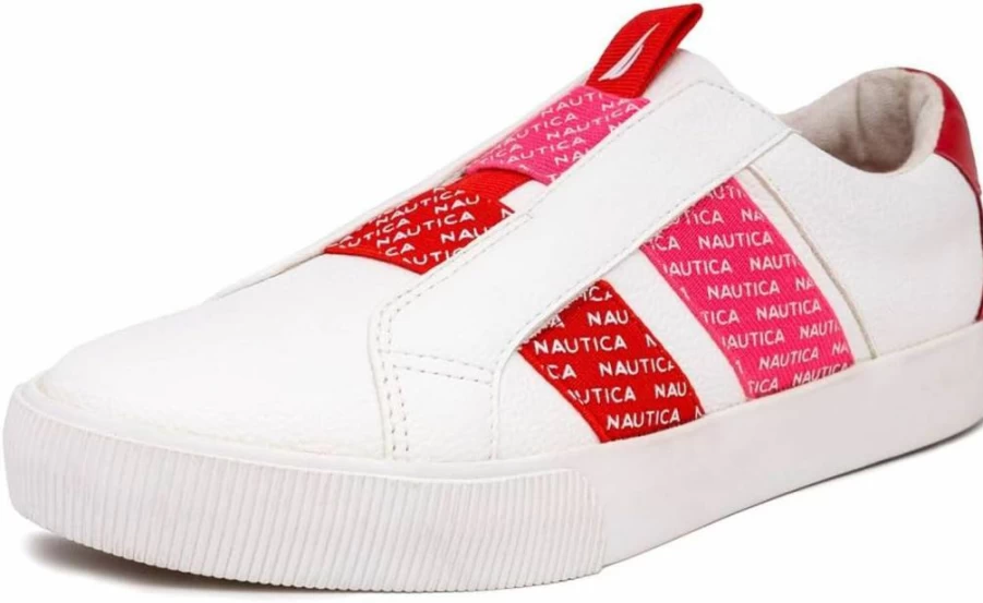Nautica Women's Comfortable Slip-On Sneakers - Low-Top Casual Walking Shoes - Fashion Tennis Style No-Lace Shoes