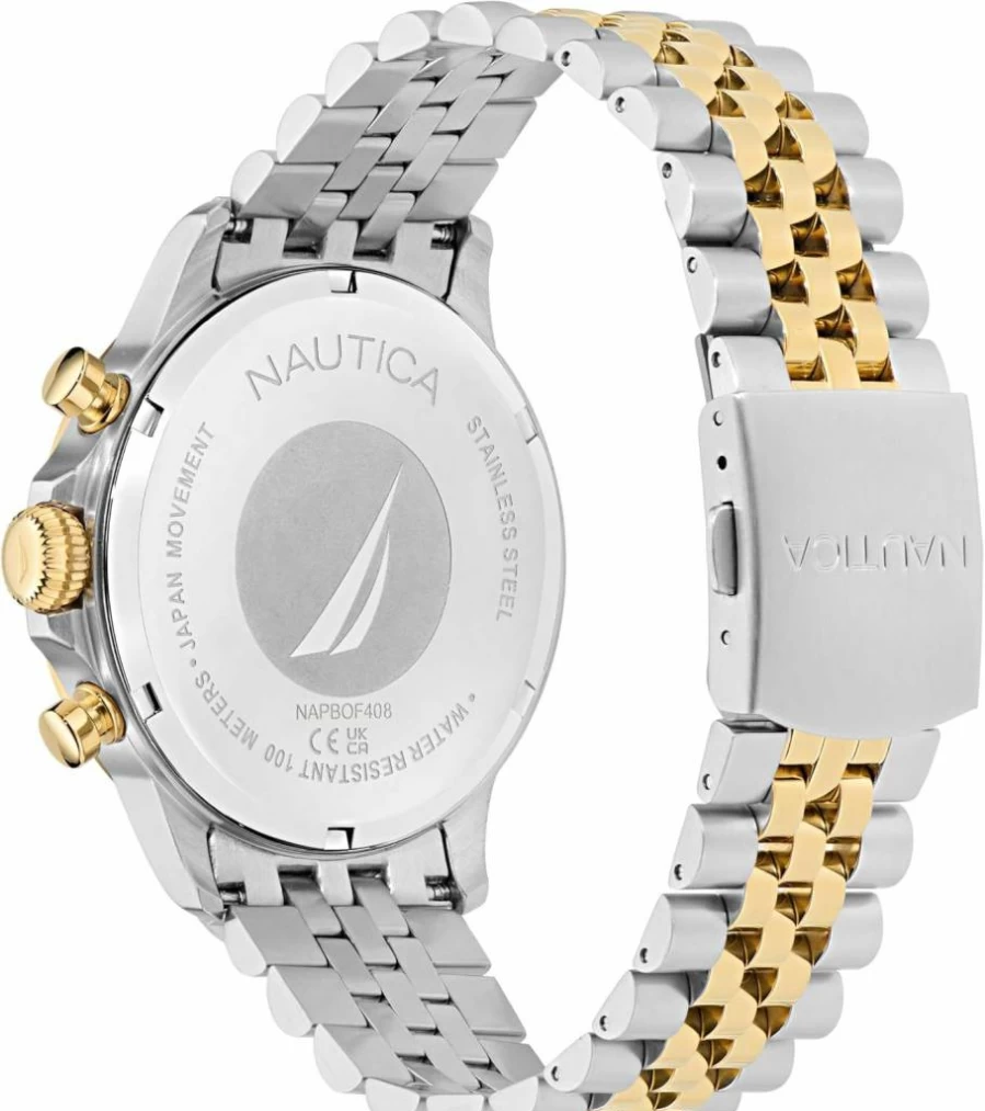 Nautica NCT Blue Ocean Stainless Steel Men's Bracelet Watch - Waterproof Casual Fashion Timepiece
