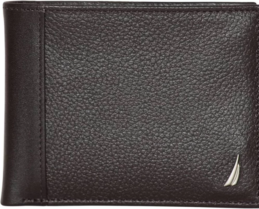 Nautica Men's RFID Blocking Bifold Leather Wallet with ID Window & Multiple Card Slots | Durable & Stylish Design
