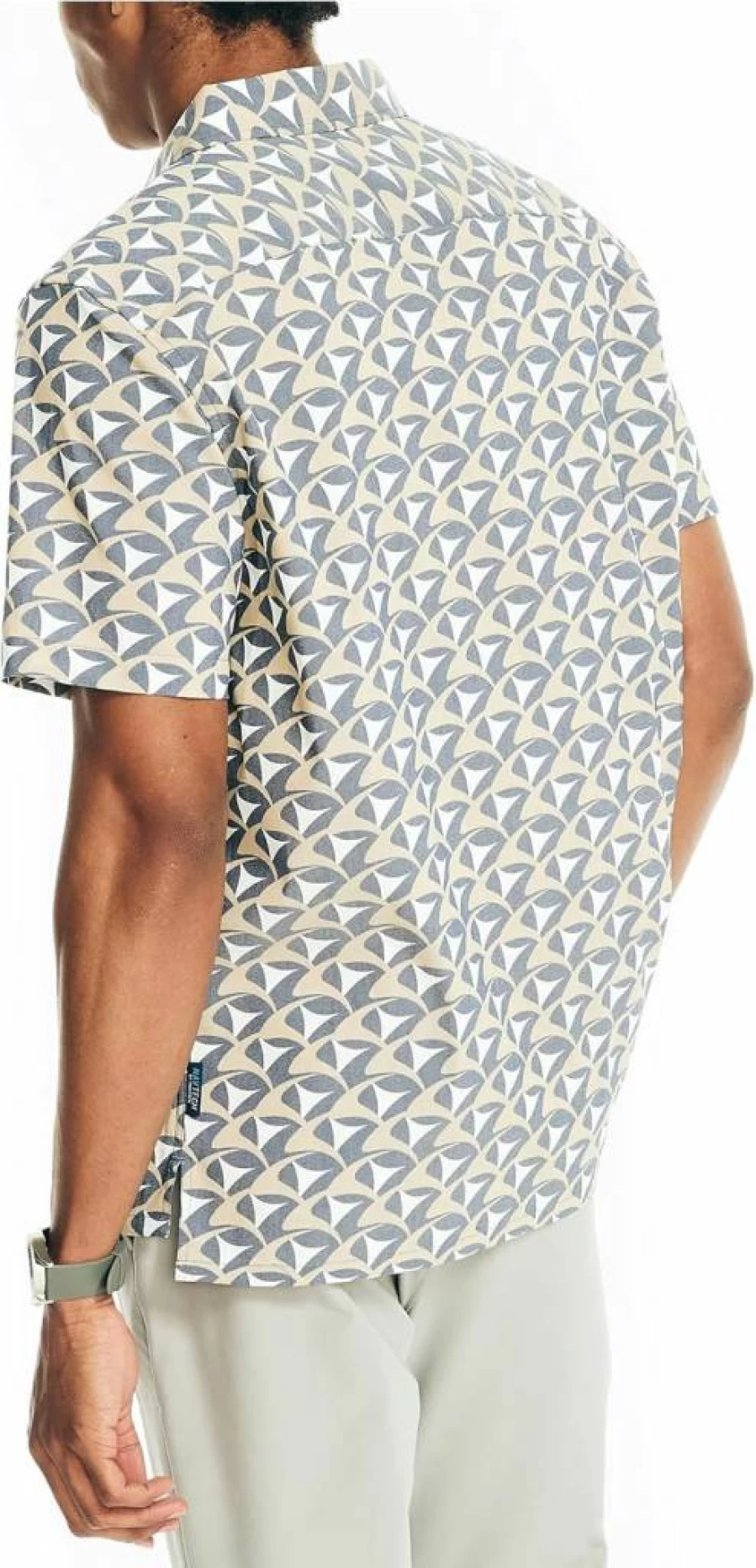 Nautica Men's NavTech Printed Casual Shirt – Stylish Short Sleeve Button-Up for Men