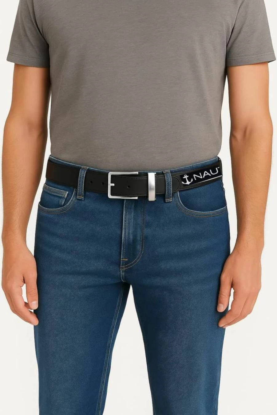 Nautica Men's Reversible Leather Belt with Metal Buckle – 2-in-1 Design for Casual, Business & Dress Occasions