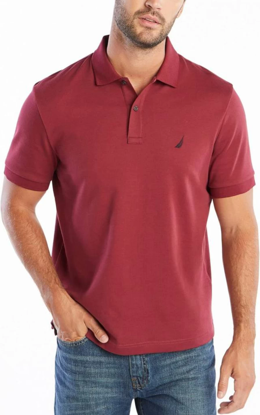 Nautica Men's Classic Fit Soft Cotton Polo Shirt - Short Sleeve Solid Casual Top for Men