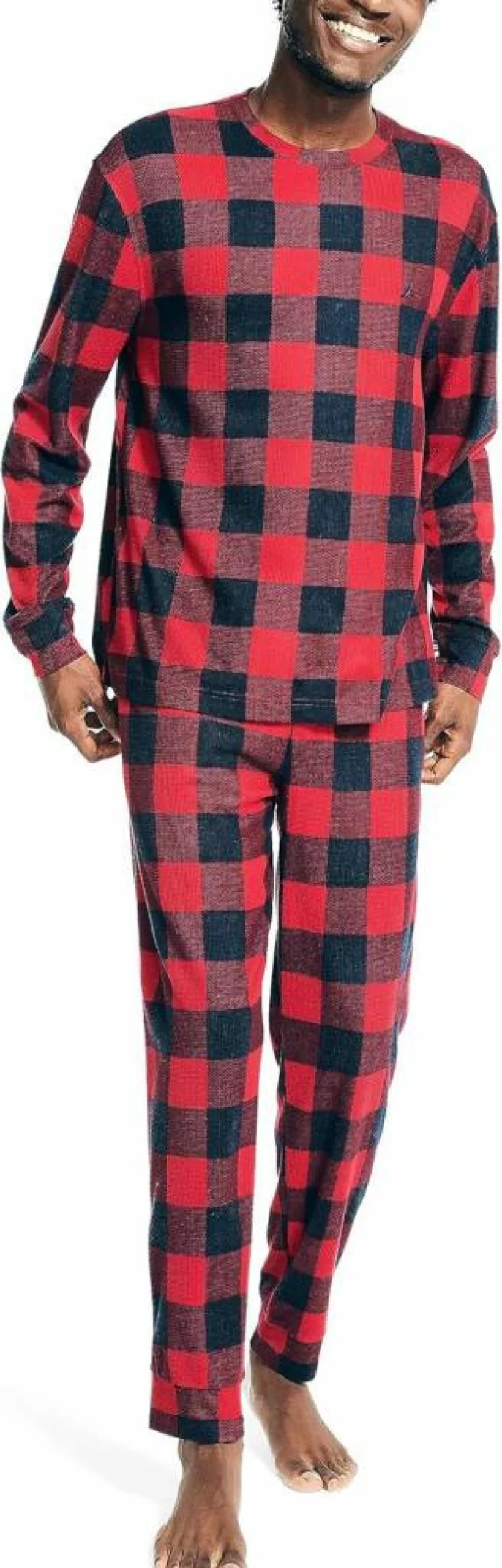 Nautica Men's Buffalo Plaid Waffle-Knit Pajama Pants Set - Comfortable Sleepwear Lounge Pants for Men