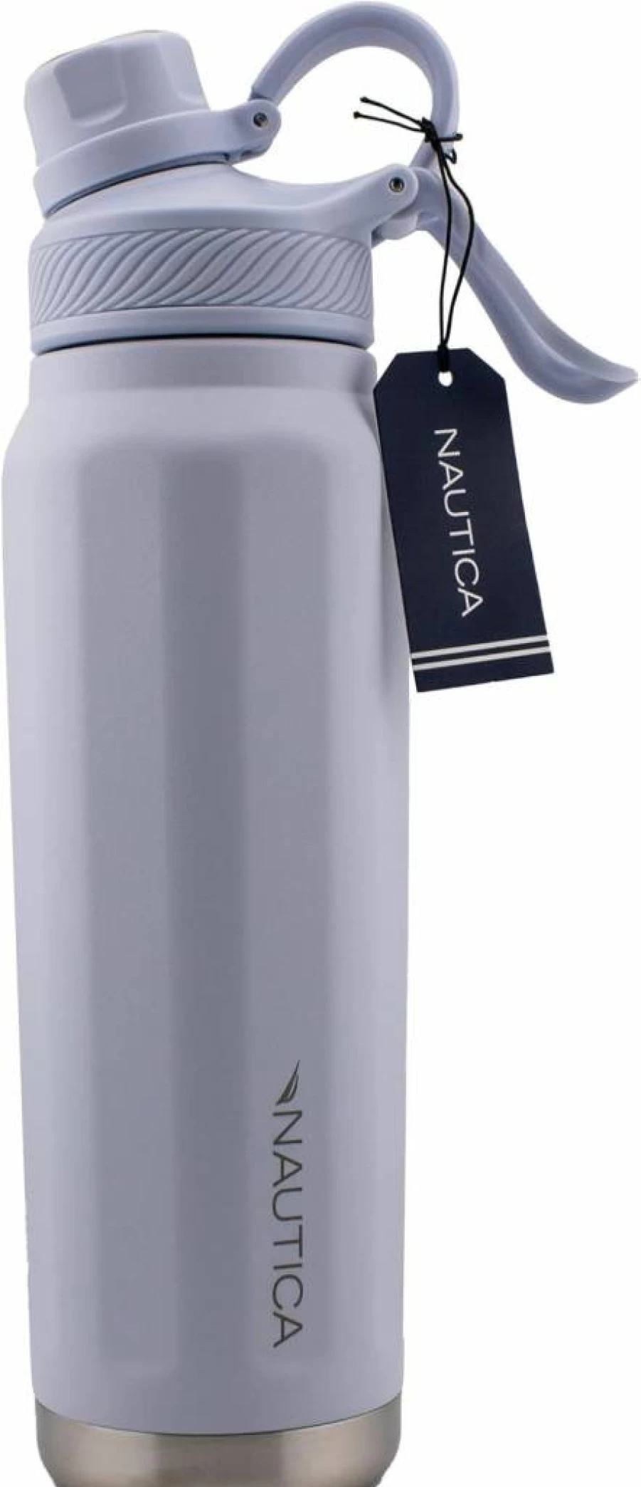 Nautica Light Grey 25oz Vacuum Insulated Water Bottle - BPA Free, Leak Proof, Double Wall Stainless Steel Flask for Hydration