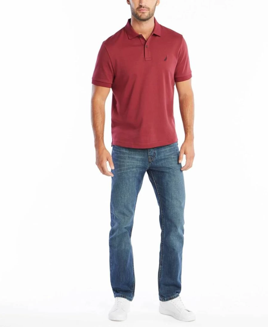 Nautica Men's Soft Cotton Classic Fit Solid Polo Shirt Short Sleeve Casual Top