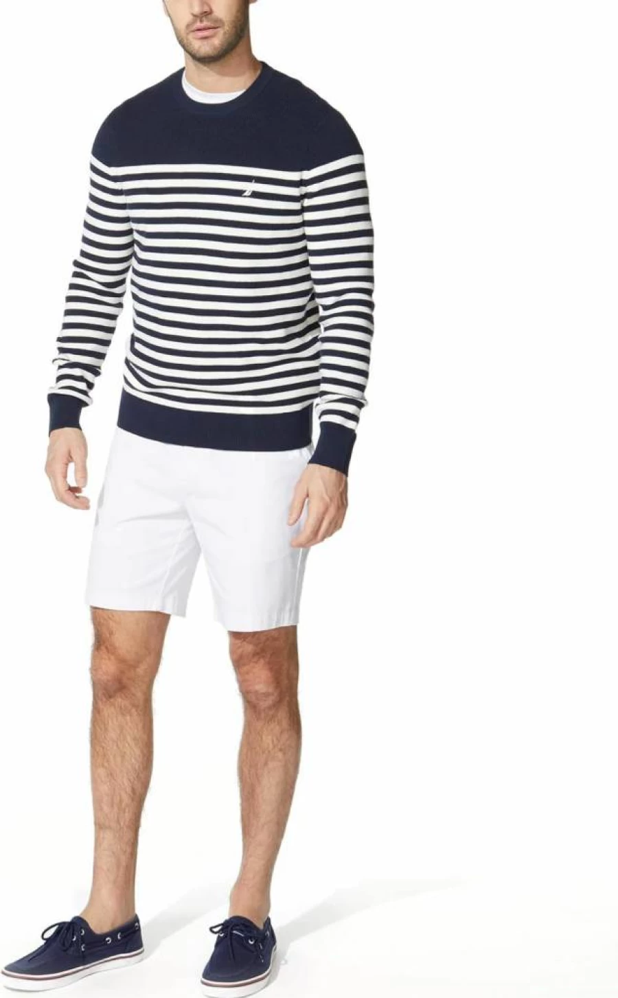 Nautica Men's Striped Knit Crewneck Sweater - Classic Casual Pullover for Men