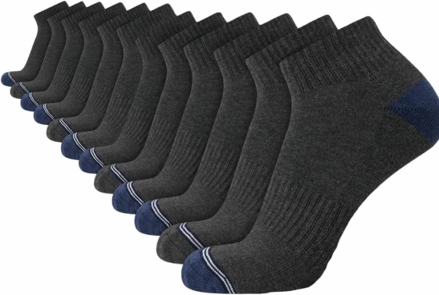 Nautica Men's 12-Pack Athletic Ankle Socks - Moisture-Wicking, Cushioned Comfort Socks for Men (Sizes 6-12.5) - Quarter Length Breathable Workout Socks
