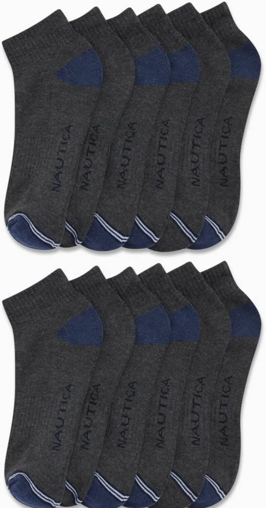 Nautica Men's 12-Pack Athletic Ankle Socks - Moisture-Wicking, Cushioned Comfort Socks for Men (Sizes 6-12.5) - Quarter Length Breathable Workout Socks