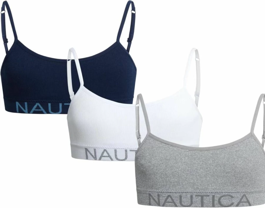 Nautica Girls Seamless Training Bra 3-Pack/6-Pack with Removable Pads - Comfortable Bralette for Teens (Sizes S-XL)