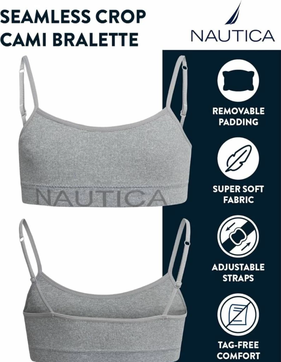 Nautica Girls Seamless Training Bra 3-Pack/6-Pack with Removable Pads - Comfortable Bralette for Teens (Sizes S-XL)