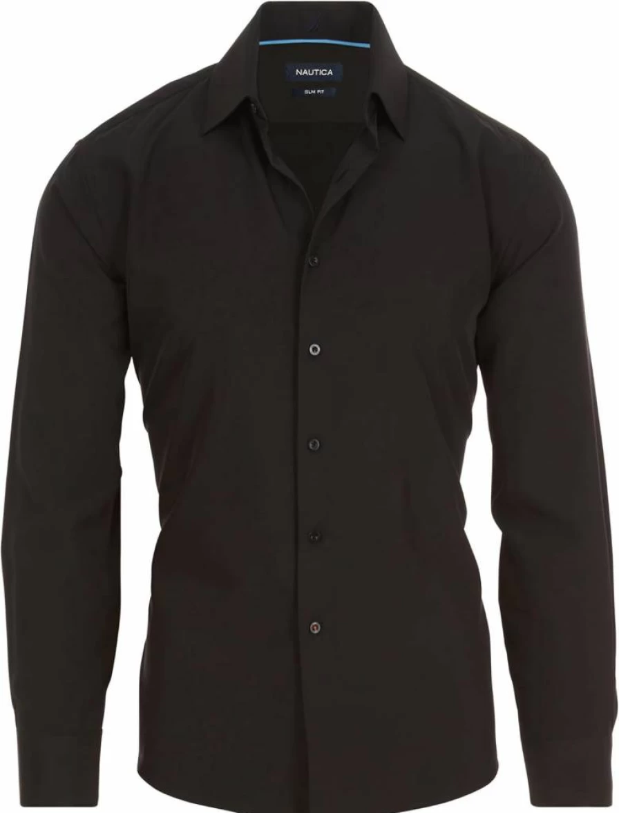 Nautica Men's Slim Fit Long Sleeve Dress Shirt - Wrinkle Free, 4-Way Stretch, Button Down Formal Business Shirt