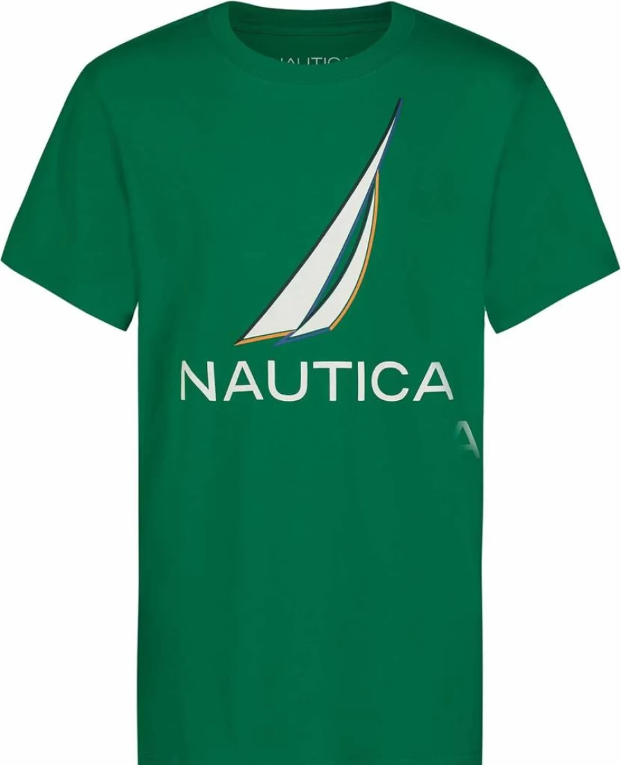 Nautica Boys' Soft Graphic T-Shirt - Comfortable Short Sleeve Crewneck Tee for Kids, Relaxed Fit Casual Top