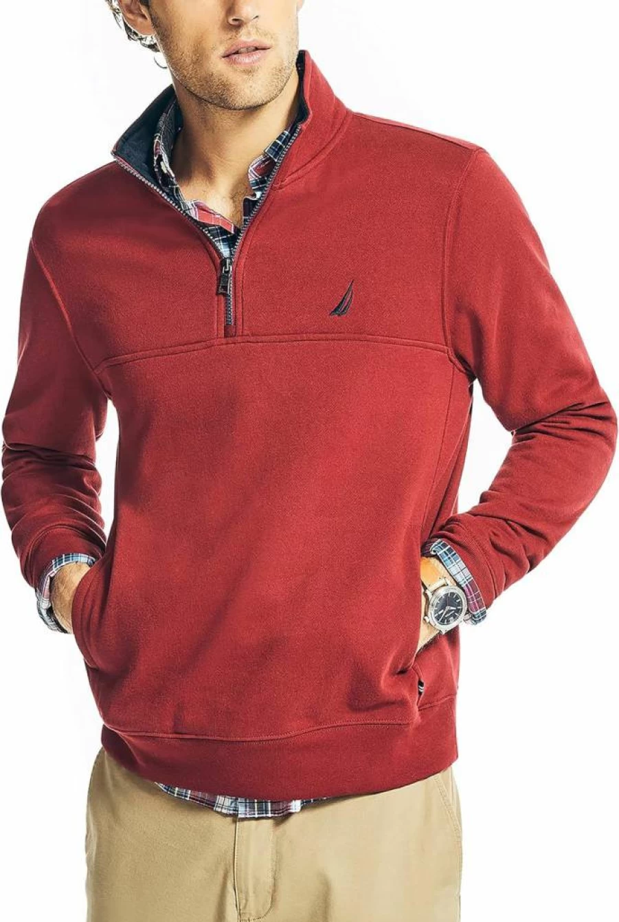 Nautica Men's J-Class Quarter-Zip Fleece Pullover - Lightweight & Comfortable Outdoor Jacket