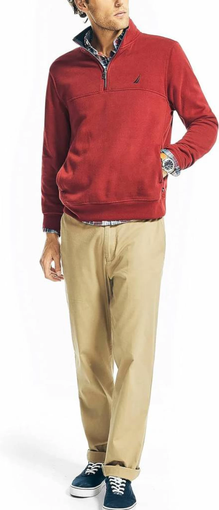 Nautica Men's J-Class Quarter-Zip Fleece Pullover - Lightweight & Comfortable Outdoor Jacket