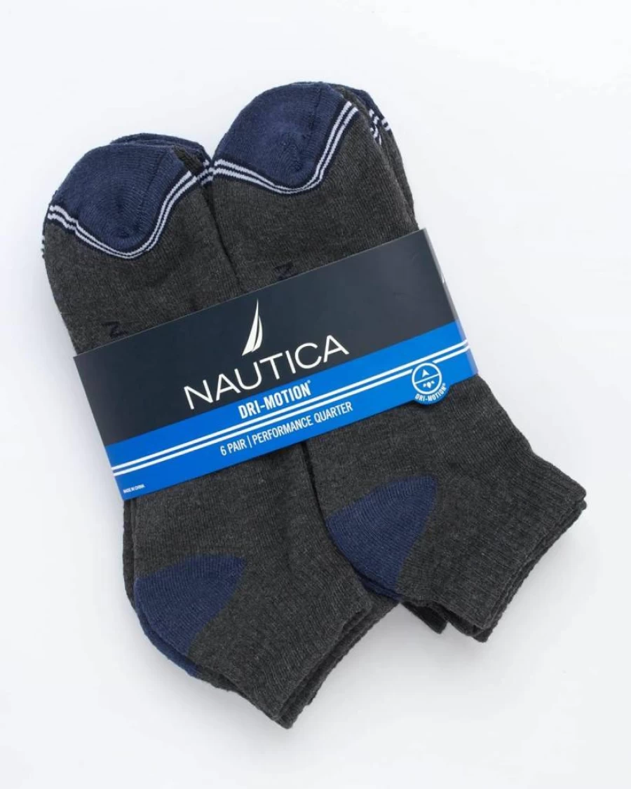 Nautica Men's 6-Pack Athletic Ankle Socks - Moisture-Wicking, Cushioned & Stretch Comfort for Sizes 6-12.5