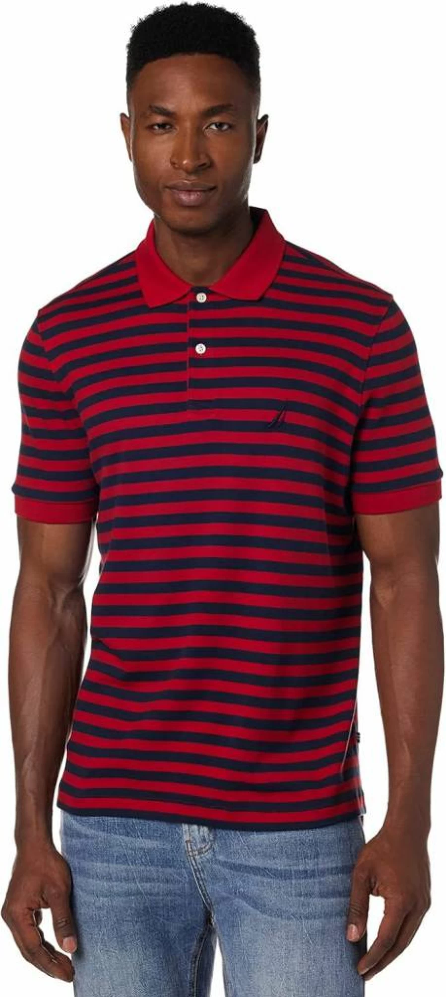 Nautica Men's Striped Polo Shirt - Classic Fit 100% Cotton Short Sleeve Casual Top