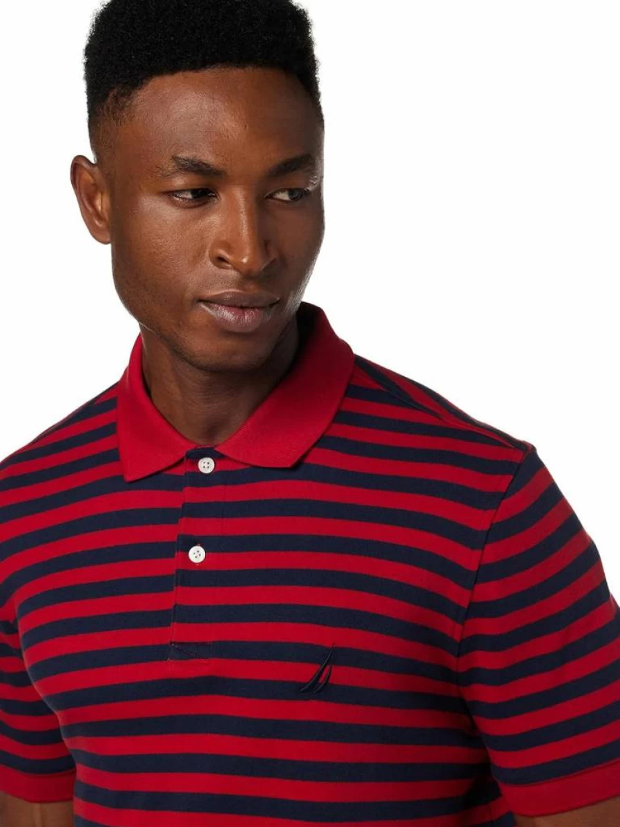 Nautica Men's Striped Polo Shirt - Classic Fit 100% Cotton Short Sleeve Casual Top