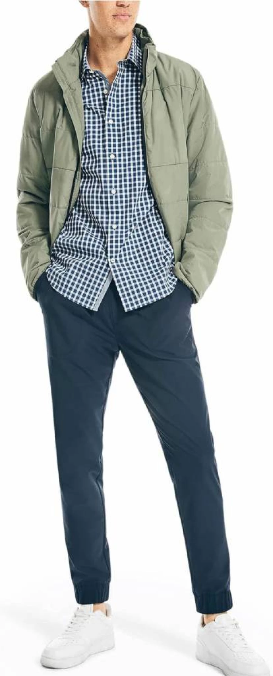 Nautica Men's Plaid Short-Sleeve Shirt - Classic Casual Navy Blue Checkered Top