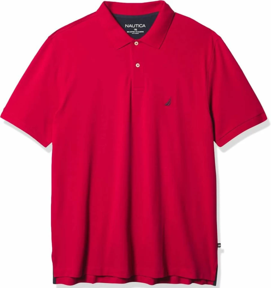 Nautica Men's Big & Tall Stretch Polo Shirt - Comfortable Pique Knit Casual Top