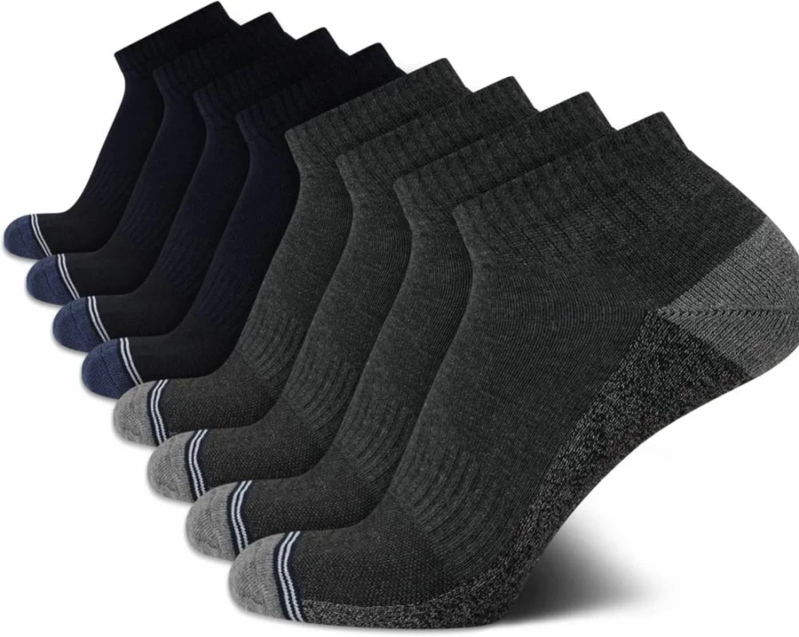 Nautica Men's 8-Pack Athletic Ankle Socks - Moisture-Wicking, Cushioned Comfort Socks for Men (Sizes 6-12.5) - Quarter Length Breathable Workout Socks