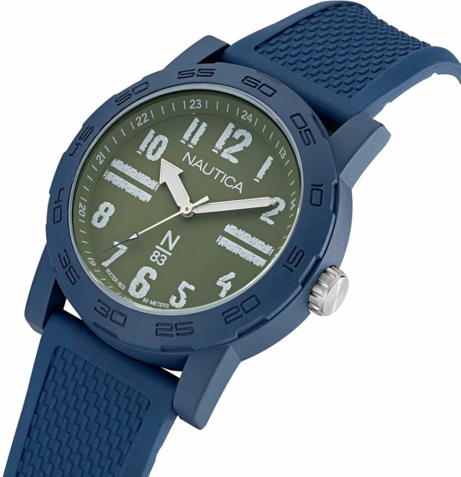 Nautica N83 Men's Blue Wheat Pu Fiber Strap Watch - Triada Collection Waterproof Chronograph