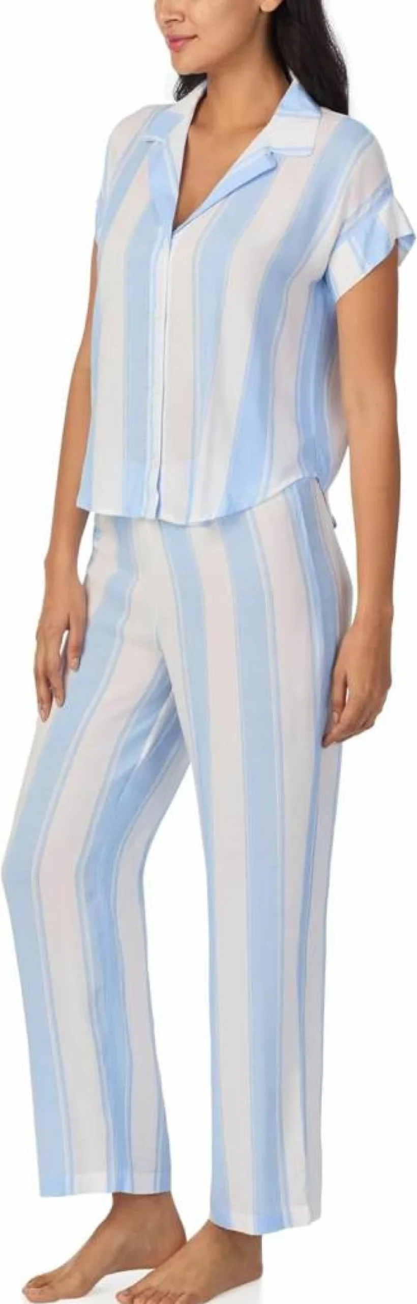 Nautica Women's Lightweight 2-Piece Button-Up Pajama Set - Summer Sleepwear & Lounge Pants for Women