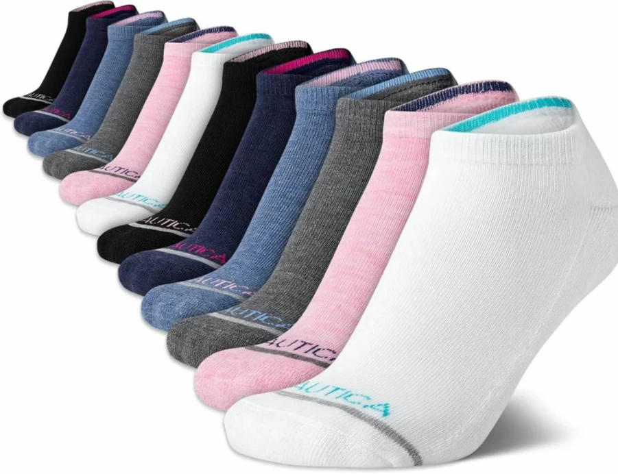 Nautica Women's Low Cut Athletic Socks 12 Pack - Cushioned Ankle Socks for Running, Sports & Casual Wear
