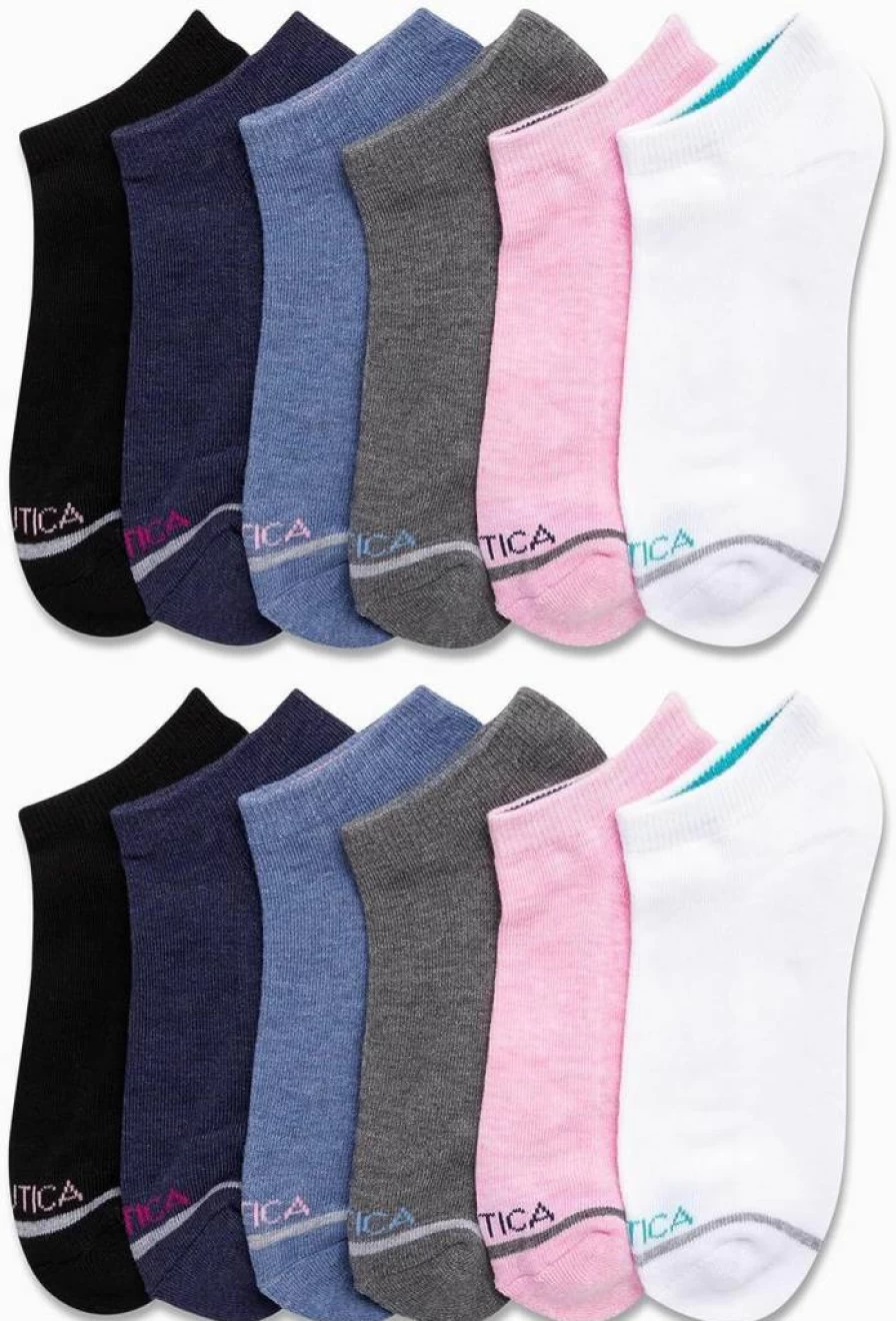 Nautica Women's Low Cut Athletic Socks 12 Pack - Cushioned Ankle Socks for Running, Sports & Casual Wear