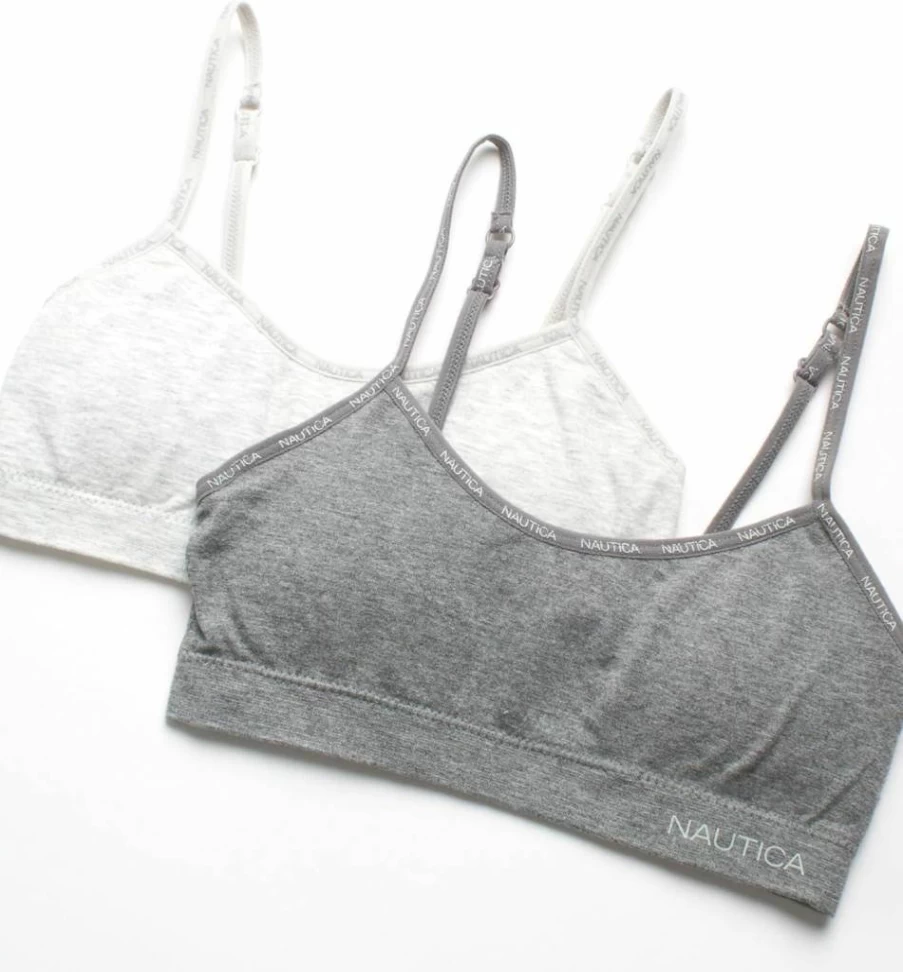 Nautica Girls Seamless Training Bra 2-Pack/4-Pack with Removable Pads - Soft Padded Bralette for Teens (Sizes S-XL)